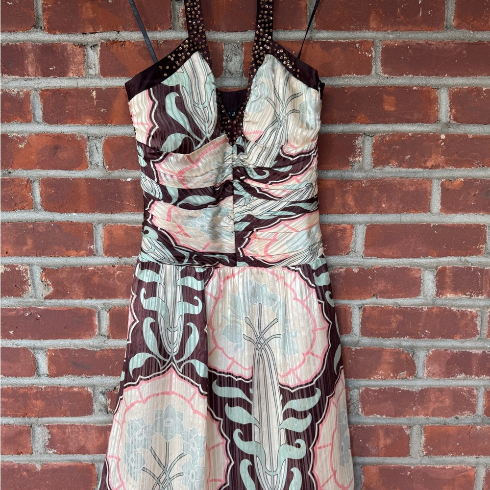 Laundry By Shelli Segal Strapless Dress in Cream and Brown